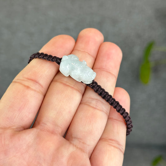 Pixiu Natural Jadeite Jade Braided Bracelet