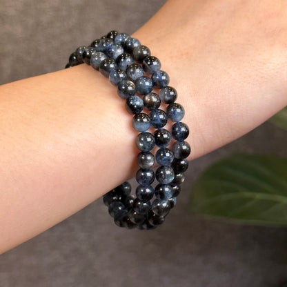 Black Aquamarine Bracelet Size 6.5 mm