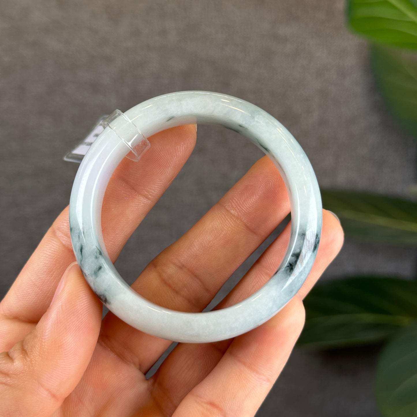 Water Green Floral Pattern Jadeite Jade Bangle Leaf Sytle Size 49.3 mm Certificate 275953