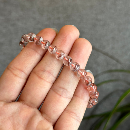 Natural Red Pyramid Phantom Quartz Bracelet Size 7 mm
