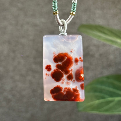 Rectangular Cinnabar Agate Pendant