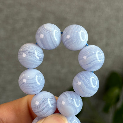 Natural Blue Lace Agate Bracelet Size 13.8 mm