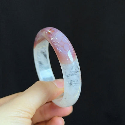 Special Natural Agate Bangle Leaf Style Size 56 mm