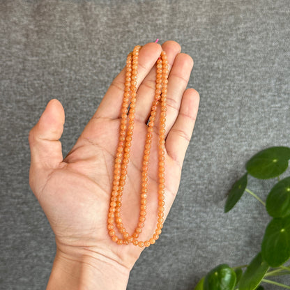 Bracelet triple tour de jade jadéite orange taille 4,2 mm