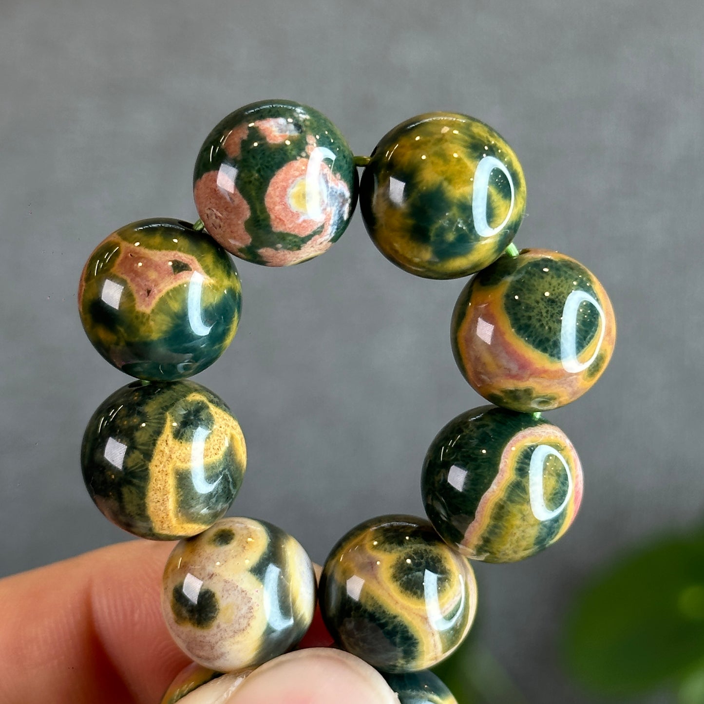 Green Multi Colour Ocean Jasper Bracelet Size 12.5 mm