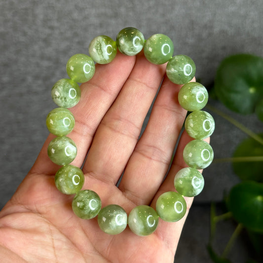 Green Serpentine Jade Bracelet  Size 13 mm