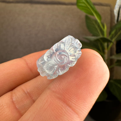 Flower Carving Natural Aquamarine Ring Size 1.6