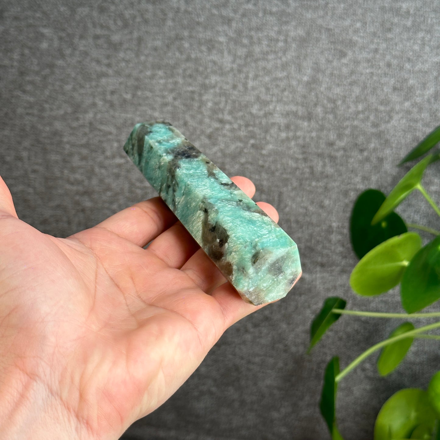 Amazonite with Smokey Quartz Tower