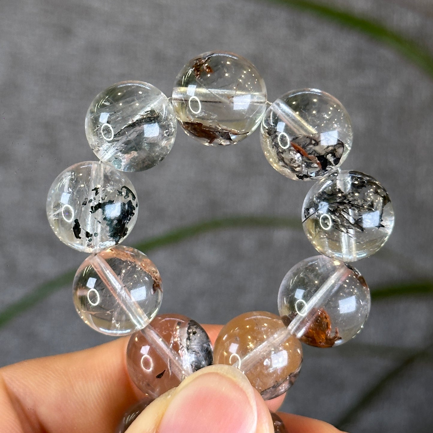 Colorful Herkimer Diamond Quartz Bracelet Size 13 mm