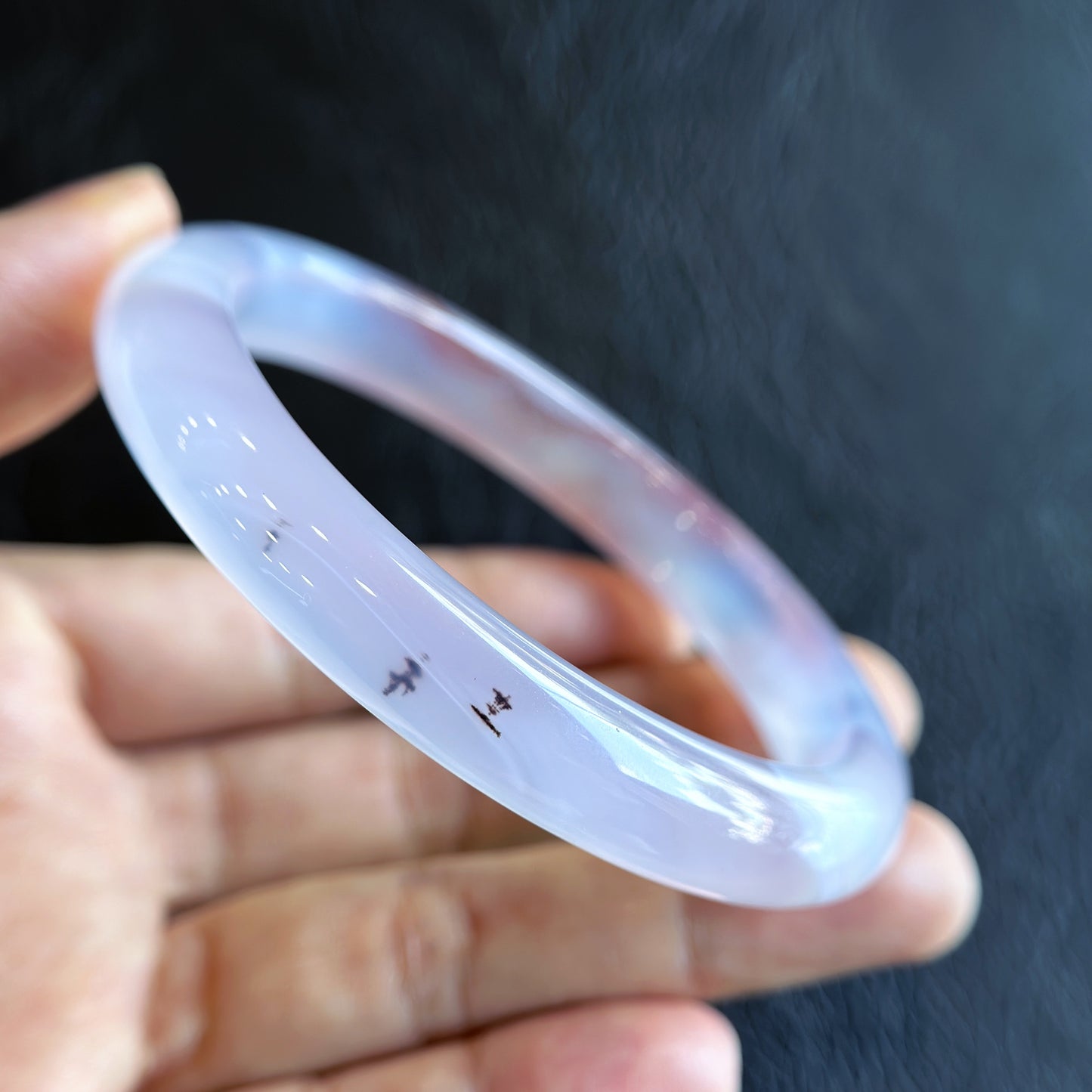 Natural Cinnibar Agate Bangle Leaf Style Size 62 mm