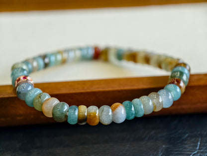 Natural Multi-Colour Jadeite Jade Rondelle Bracelet Size 6 mm