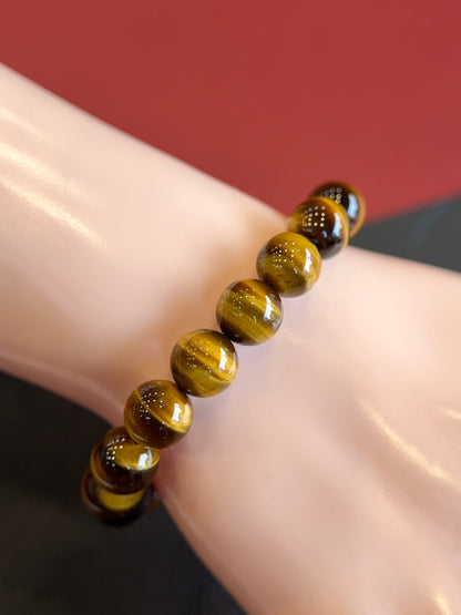 Natural Golden Brown Tiger Eye VIP Bracelet Size 10 mm