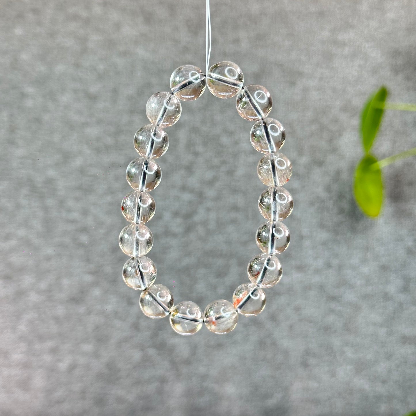 Natural Platinum Rutilated Quartz Bracelet Size 10.5 mm