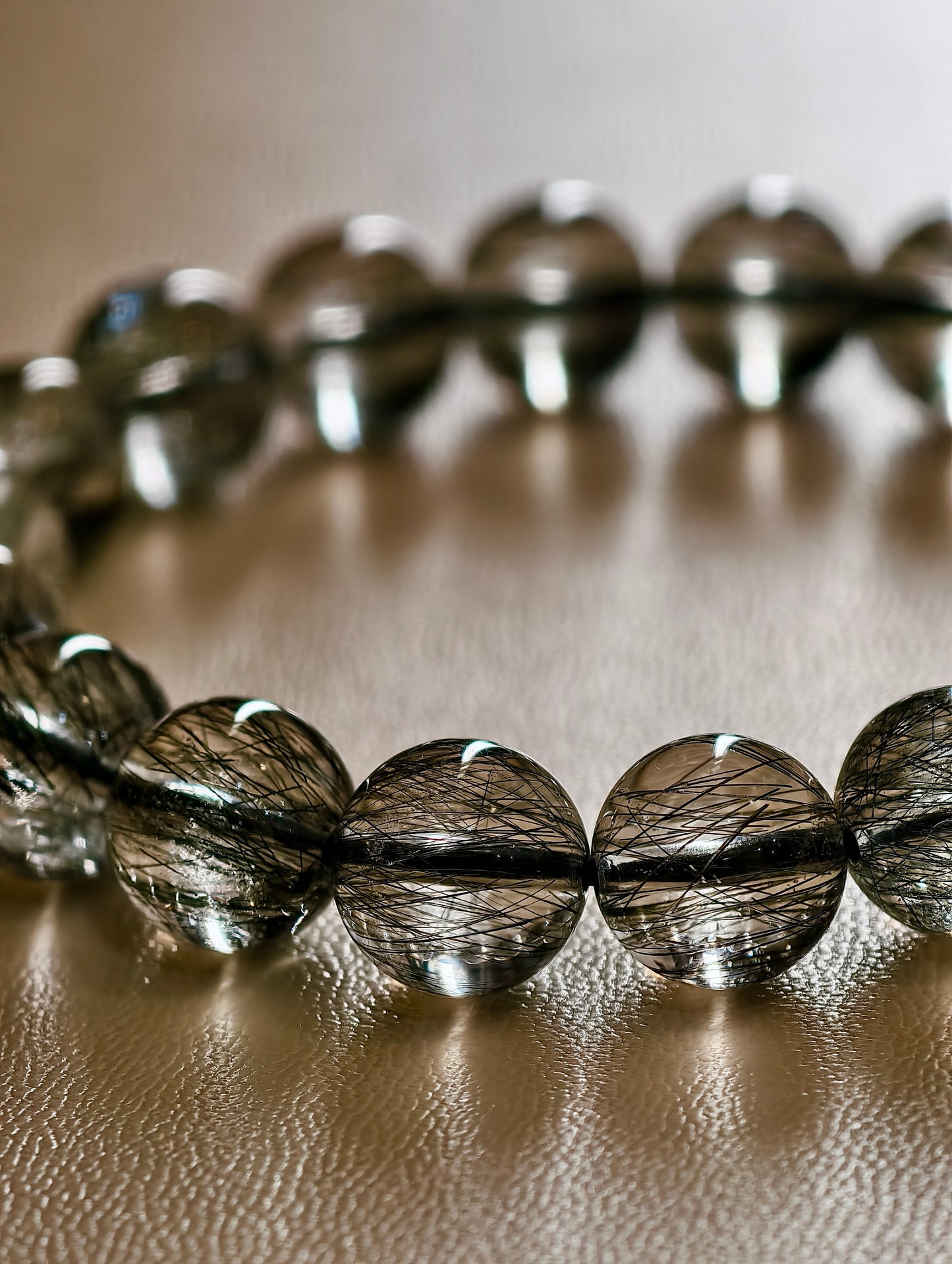Natural Black Rutilated Quartz Bracelet Size 10 mm