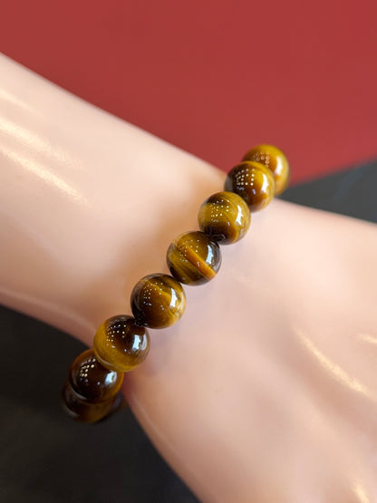 Natural Golden Brown Tiger Eye VIP Bracelet Size 10 mm
