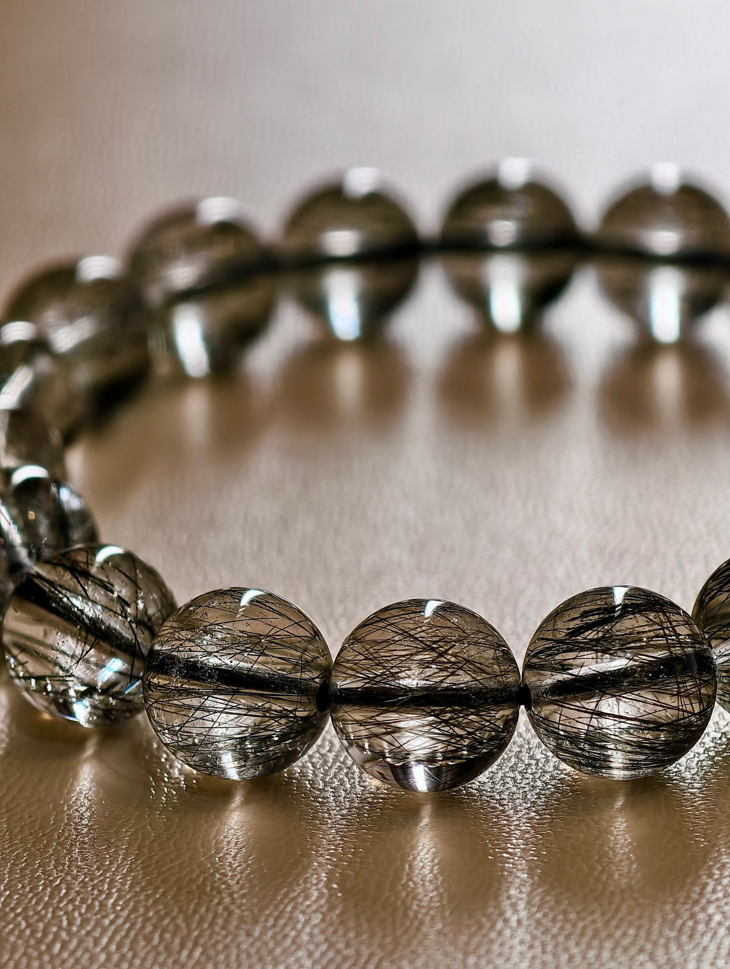 Natural Black Rutilated Quartz Bracelet Size 10 mm