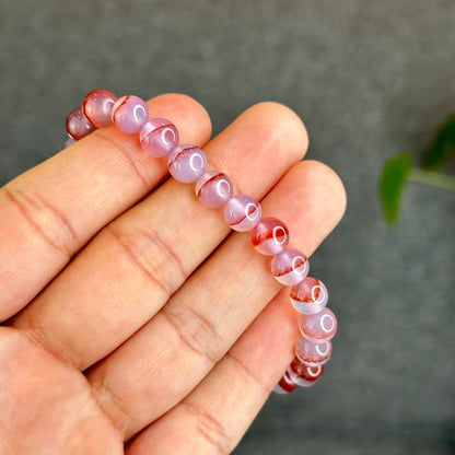 Natural Cinnabar Agate Bracelet Size 8 mm