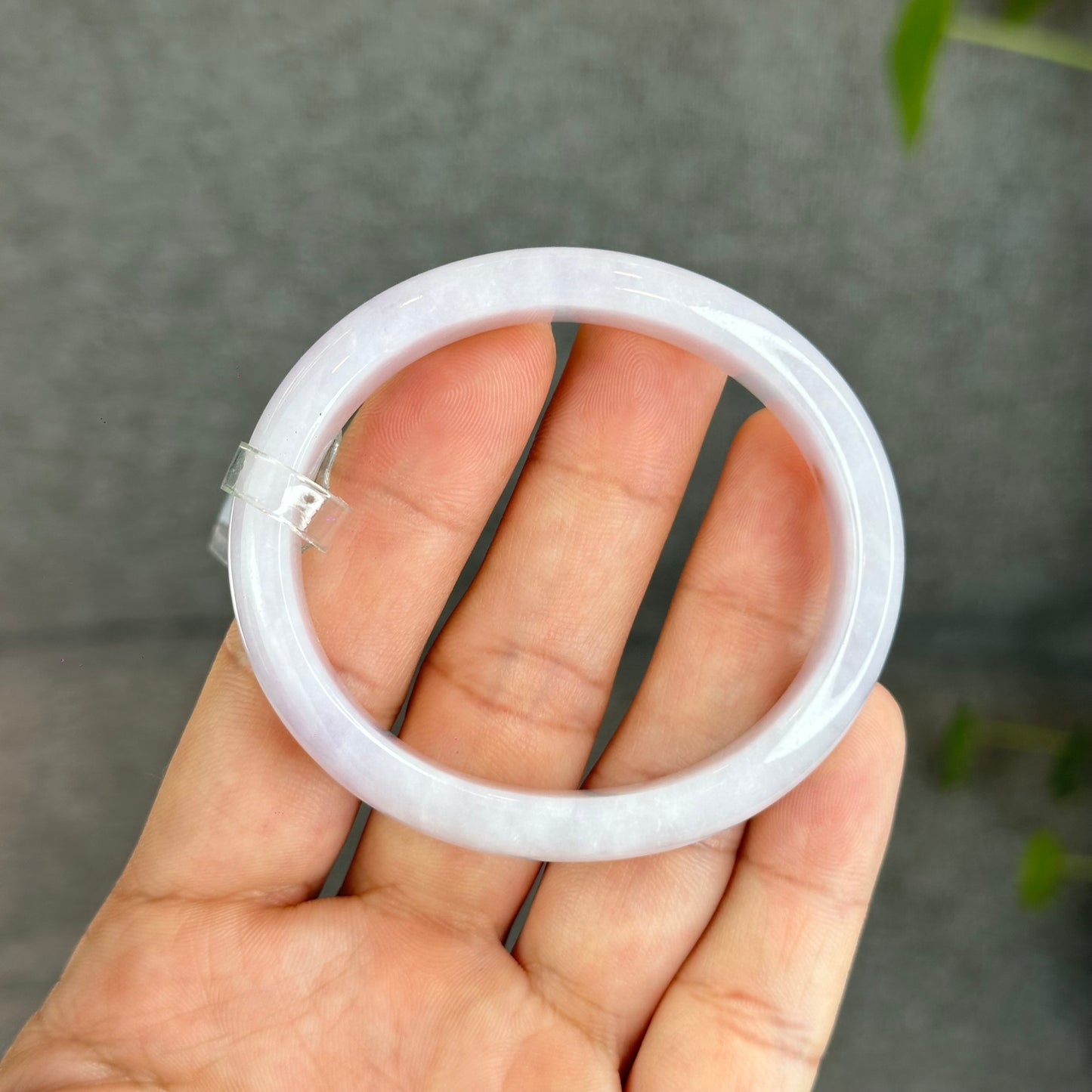 Natural Lavender with One Dot of Orange Jadeite Jade Type A Oval Leaf Style Bangle Size 51-52 mm mm Certificate 296365