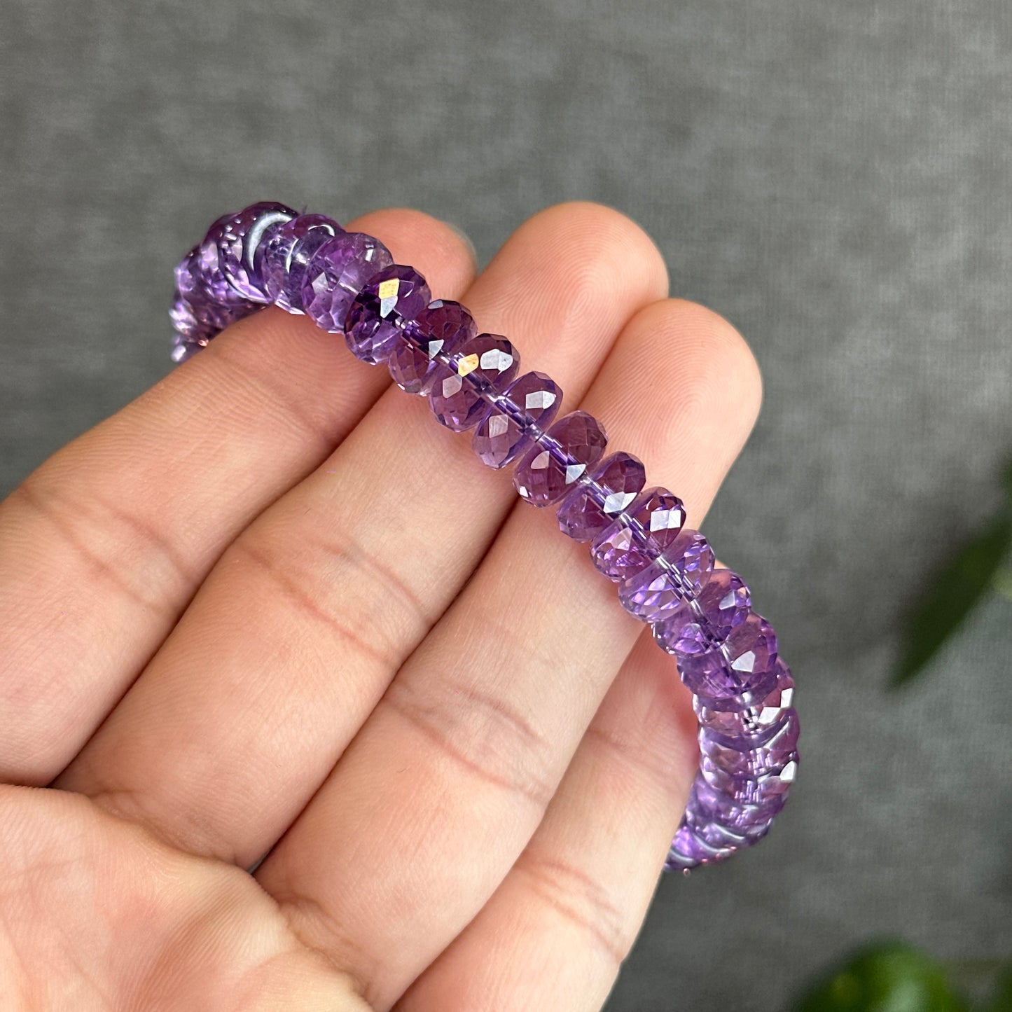 Amethyst Faceted Rondelle Bracelet Size 9 Mm