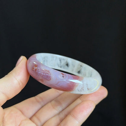 Special Natural Agate Bangle Leaf Style Size 56 mm