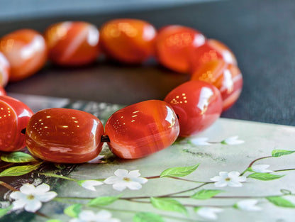 Natural Lu Thong Red Agate Bracelet Size 13.3 mm