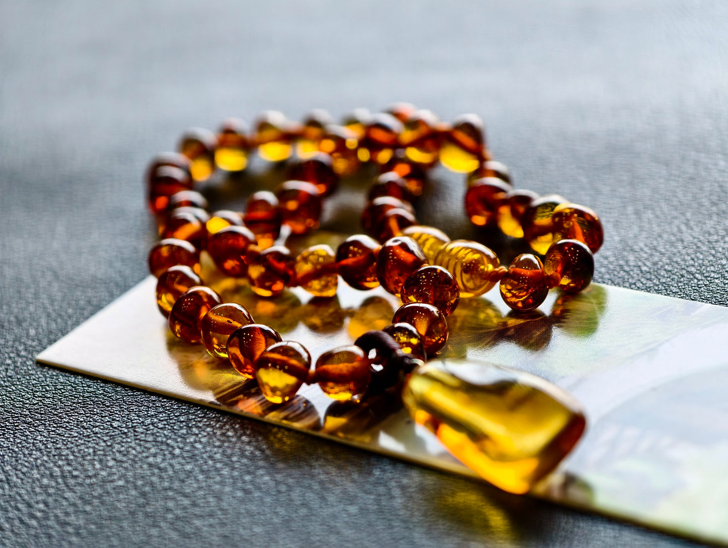 Natural Amber Necklace and Bracelet with Pendant for Kids