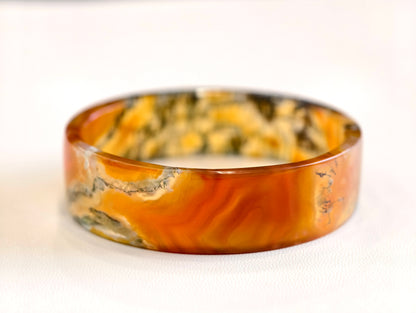 Natural Moss Agate VIP Bangle Square Style Size 52 mm