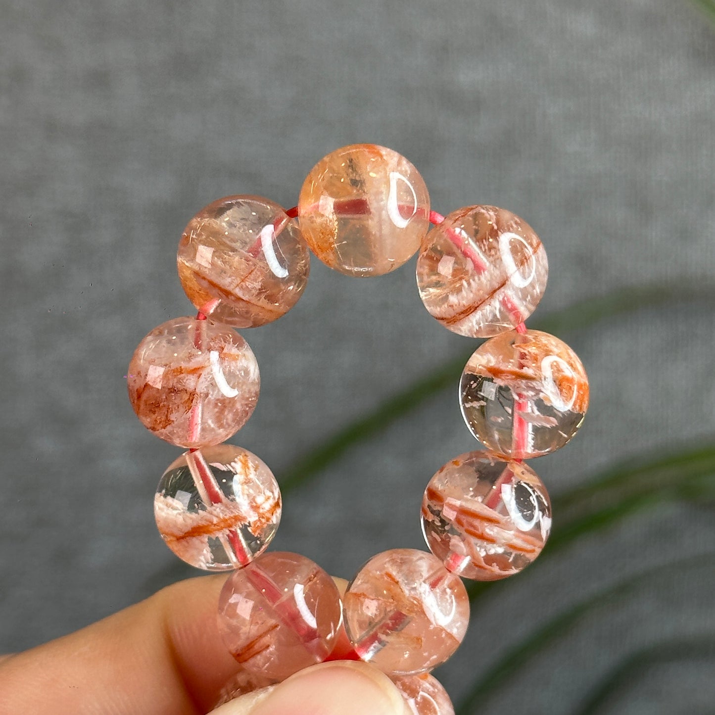 Orange Snowflake Phantom Sericite in Quartz Bracelet Size