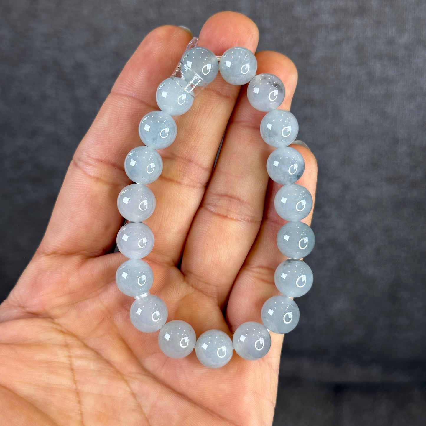 Icy Water Green Jadeite Jade Bracelet Size 10 mm