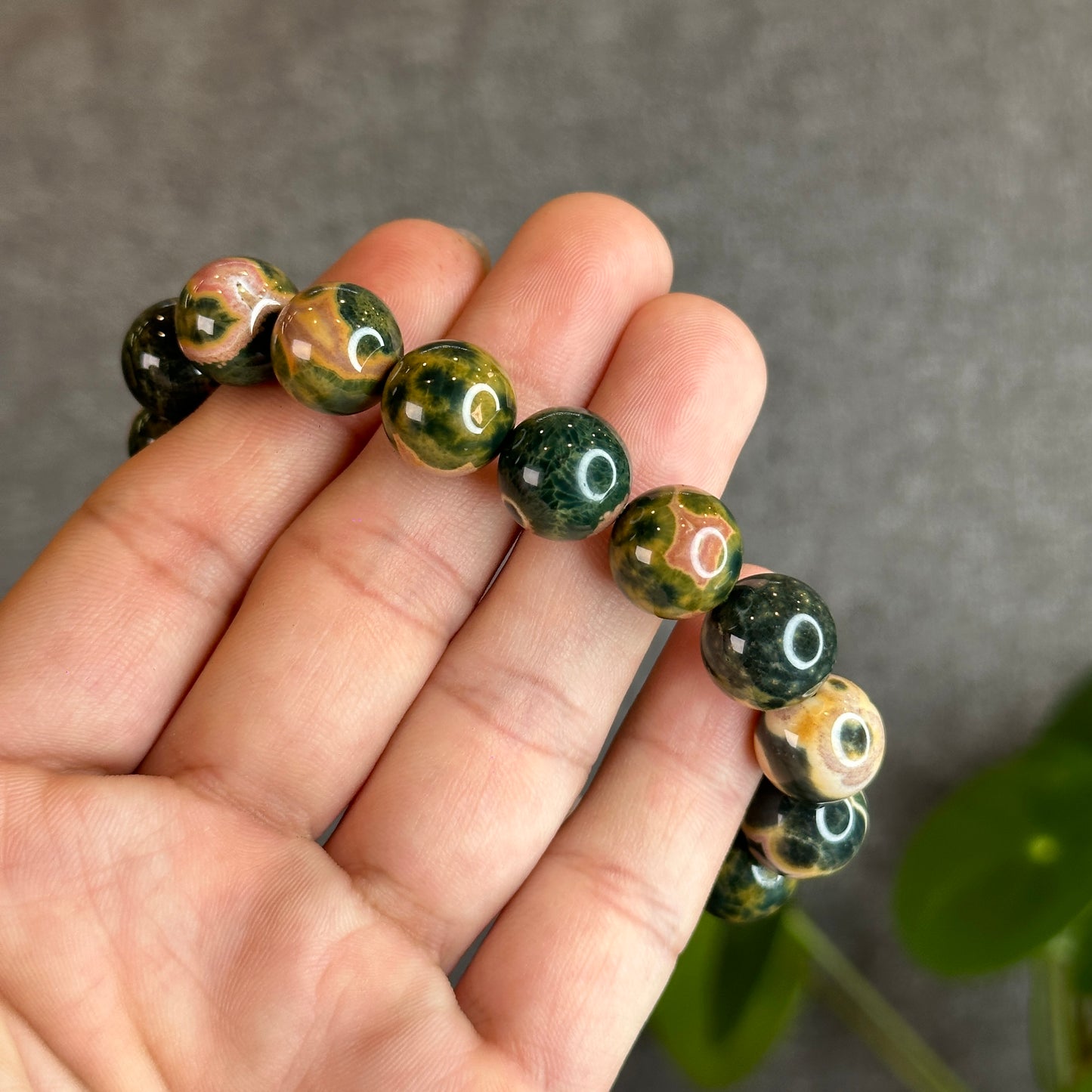 Green Multi Colour Ocean Jasper Bracelet Size 12.5 mm