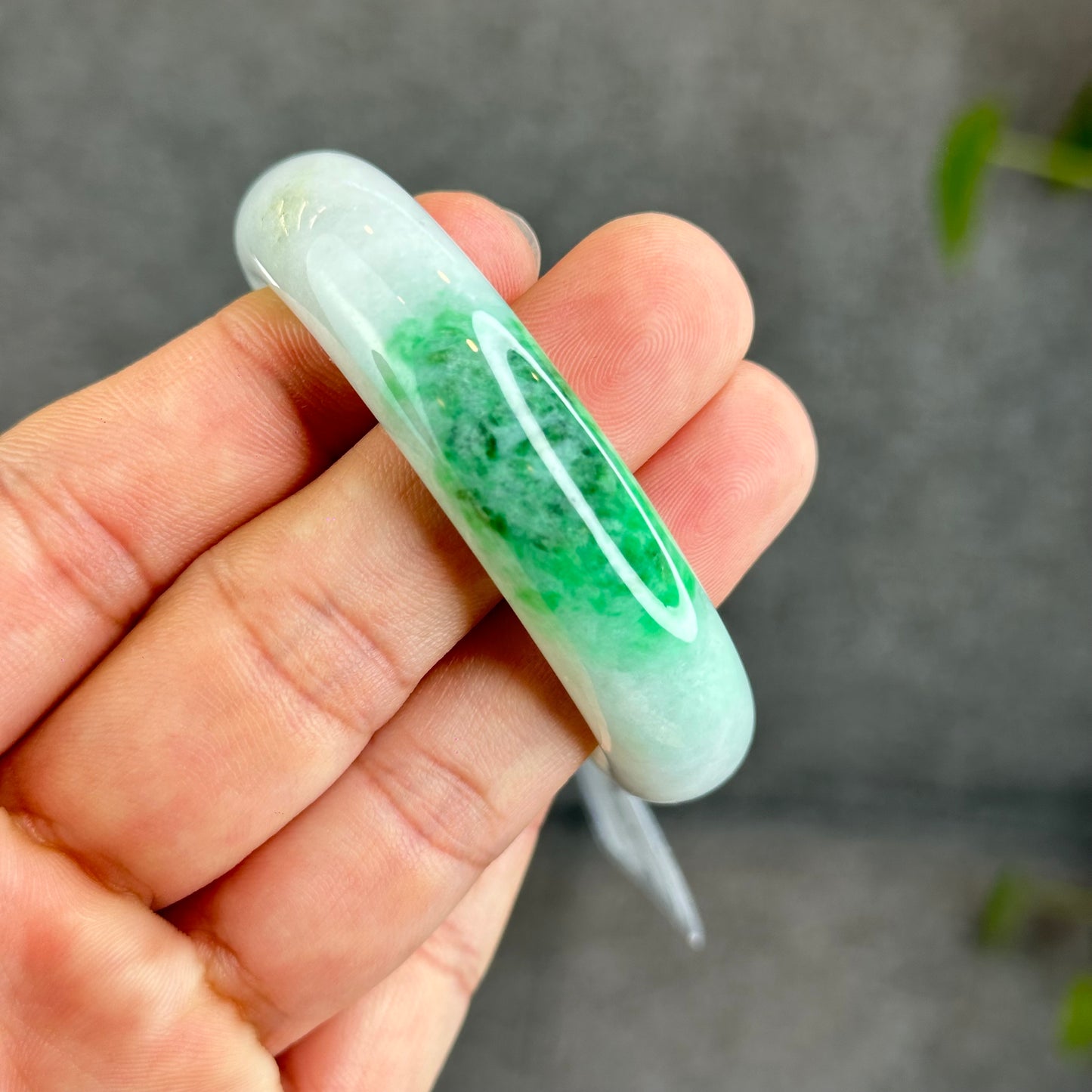 Light Green Natural Jadeite Jade Leaf Style Size 51.44 mm