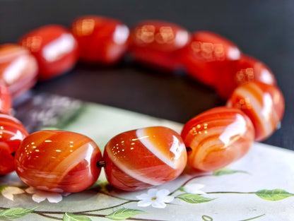 Natural Lu Thong Red Agate Bracelet Size 13.3 mm