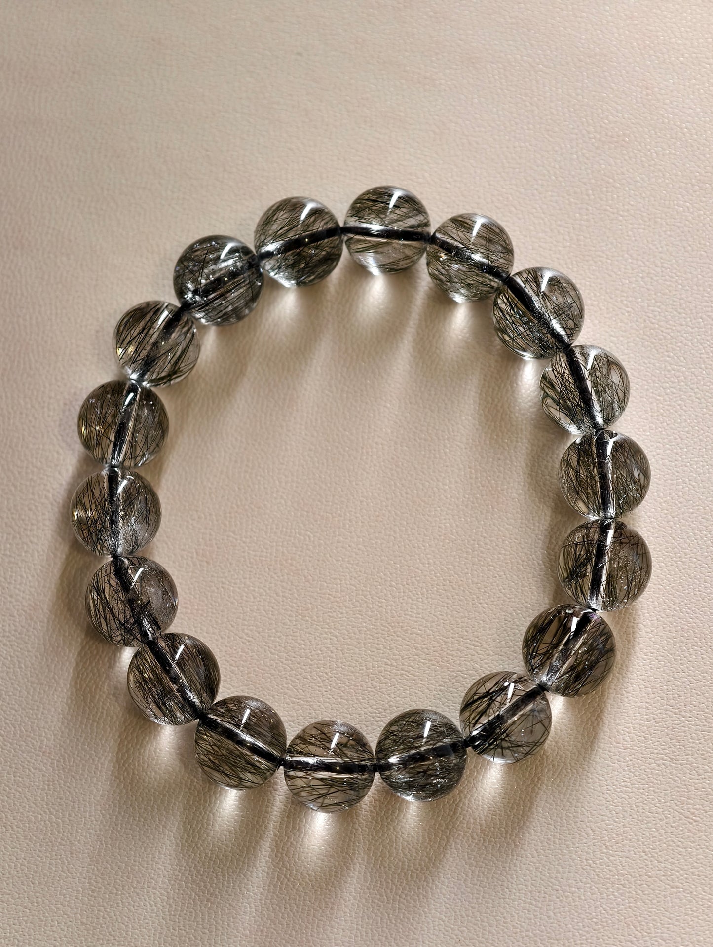 Natural Black Rutilated Quartz Bracelet Size 10 mm