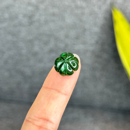 Natural Nephrite Jade 4 Leaf Clover Charm