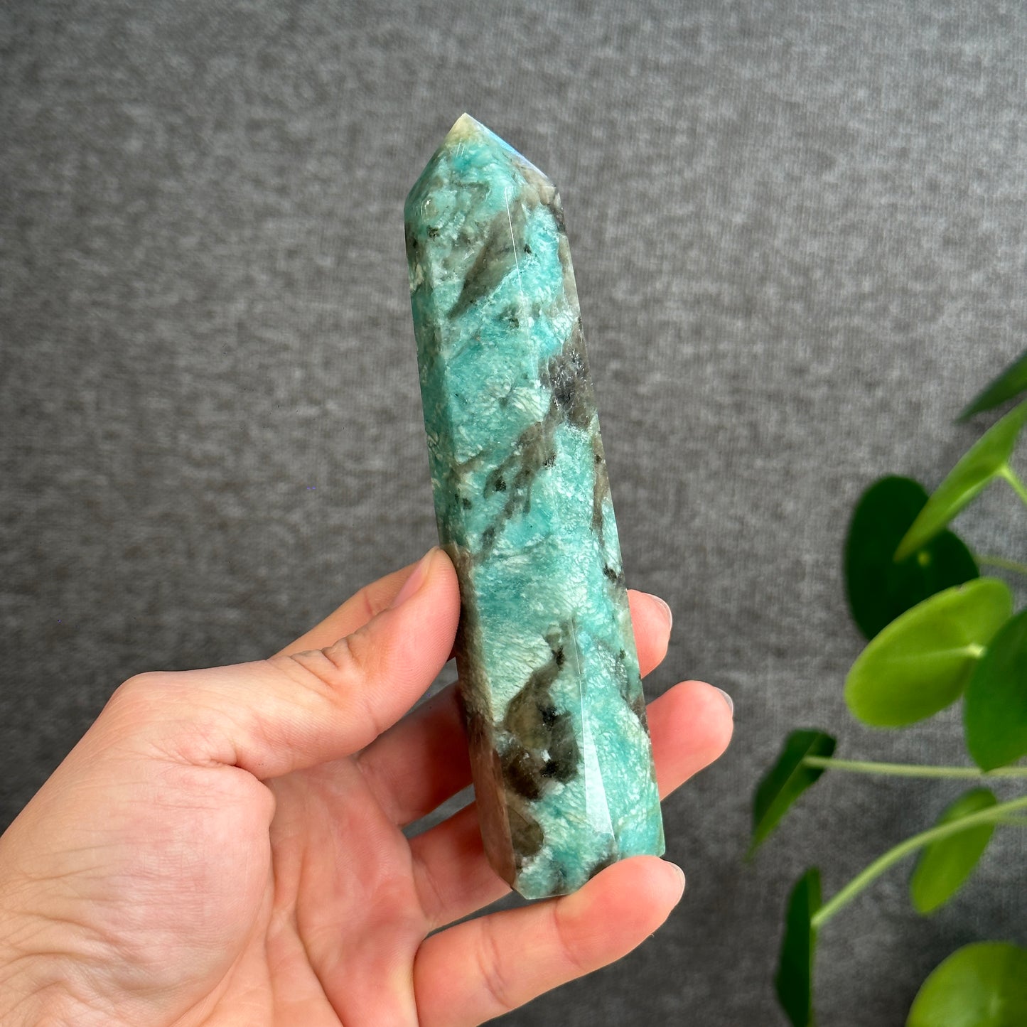 Amazonite with Smokey Quartz Tower