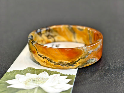 Natural Moss Agate VIP Bangle Square Style Size 52 mm