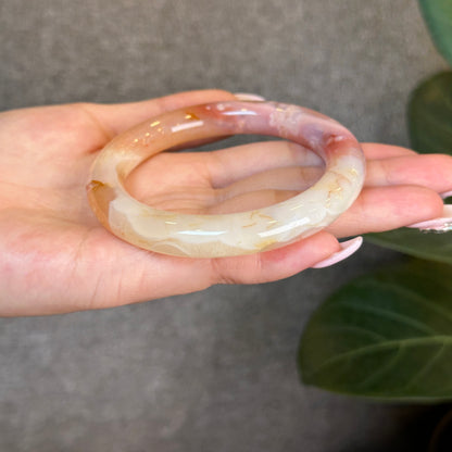 Floral Agate Bangle Chopstick Style Size 56 mm