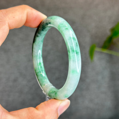 Son Thuy Light Green Natural Jadeite Jade Bangle Chopstick Style Size 51 mm