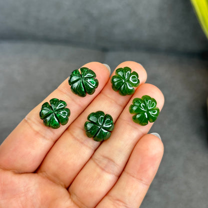 Natural Nephrite Jade 4 Leaf Clover Charm