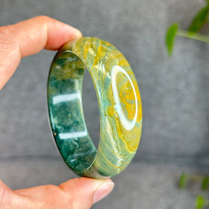 Colourful Natural Chalcedony Bangle Leaf Style Size 58.2 mm