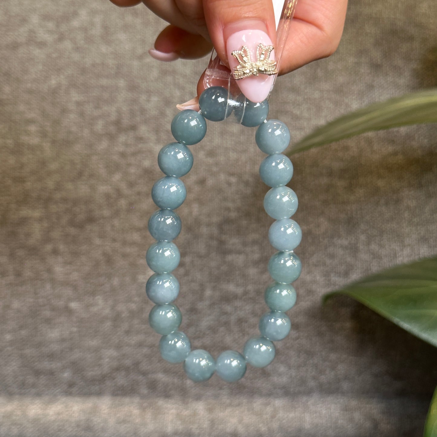 Natural Water Green Jadeite Jade Bracelet Size 10 mm