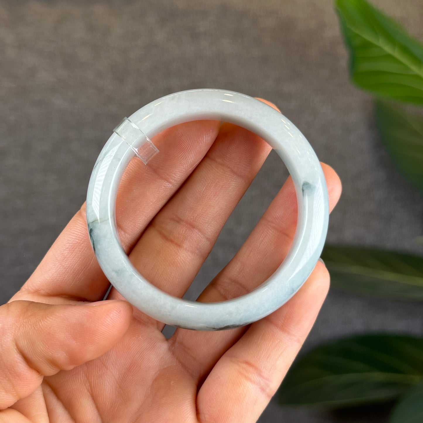 Water Green Floral Pattern Jadeite Jade Bangle Leaf Sytle Size 49.3 mm Certificate 275953