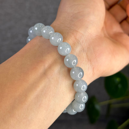 Icy Water Green Jadeite Jade Bracelet Size 10 mm