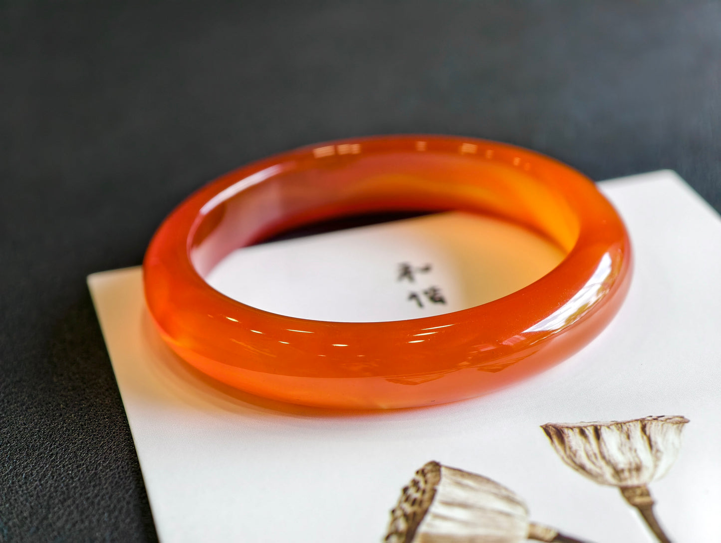 Natural Red Agate Bangle Leaf Style Size 51 mm