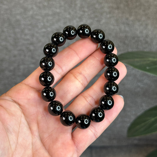 Natural Black Tourmaline Bracelet Size 12 mm