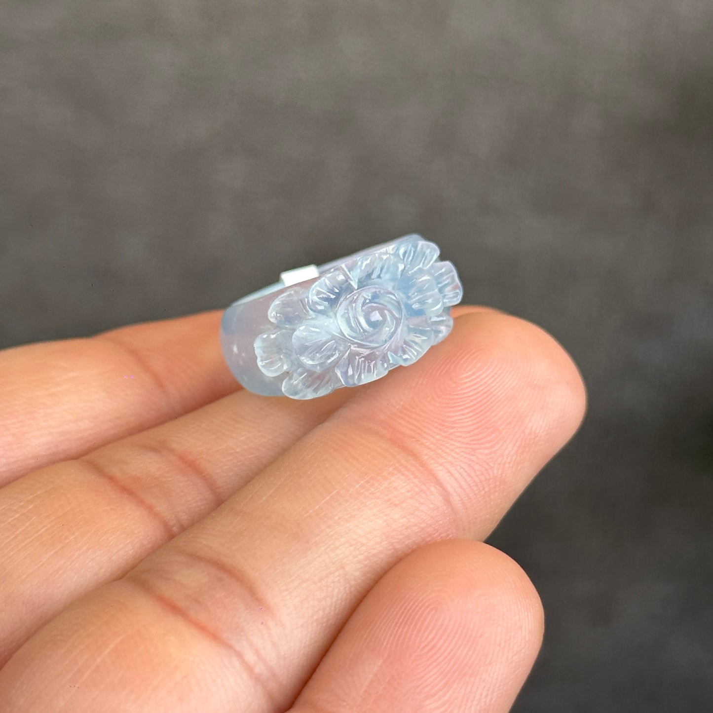 Flower Carving Natural Aquamarine Ring Size 1.6