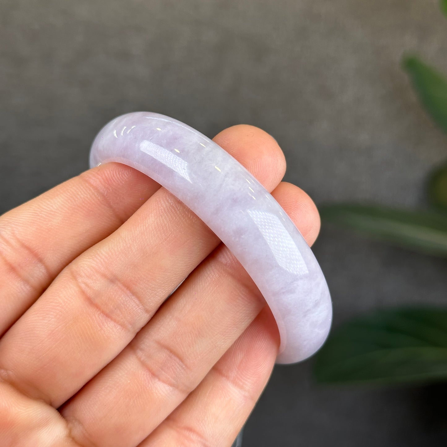 Lavender with One Dot of Orange Jadeite Jade Type A Oval Leaf Style Bangle Size 51-52 mm mm Certificate 296365