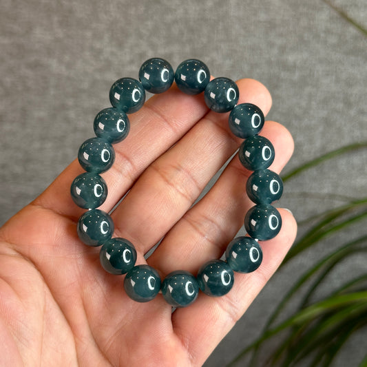 Natural Dark Blue Water Jadeite Jade Bracelet Size 11.8 mm