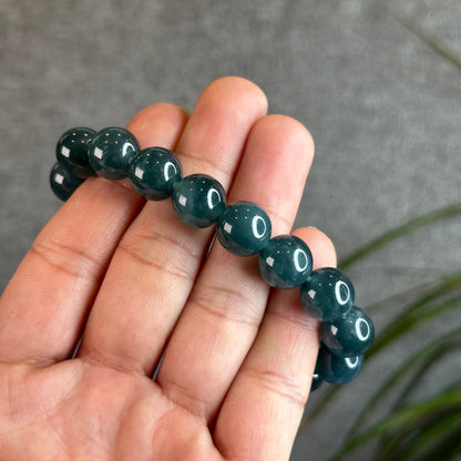 Natural Blue Water Natural Jadeite Jade Bracelet 11.8 mm