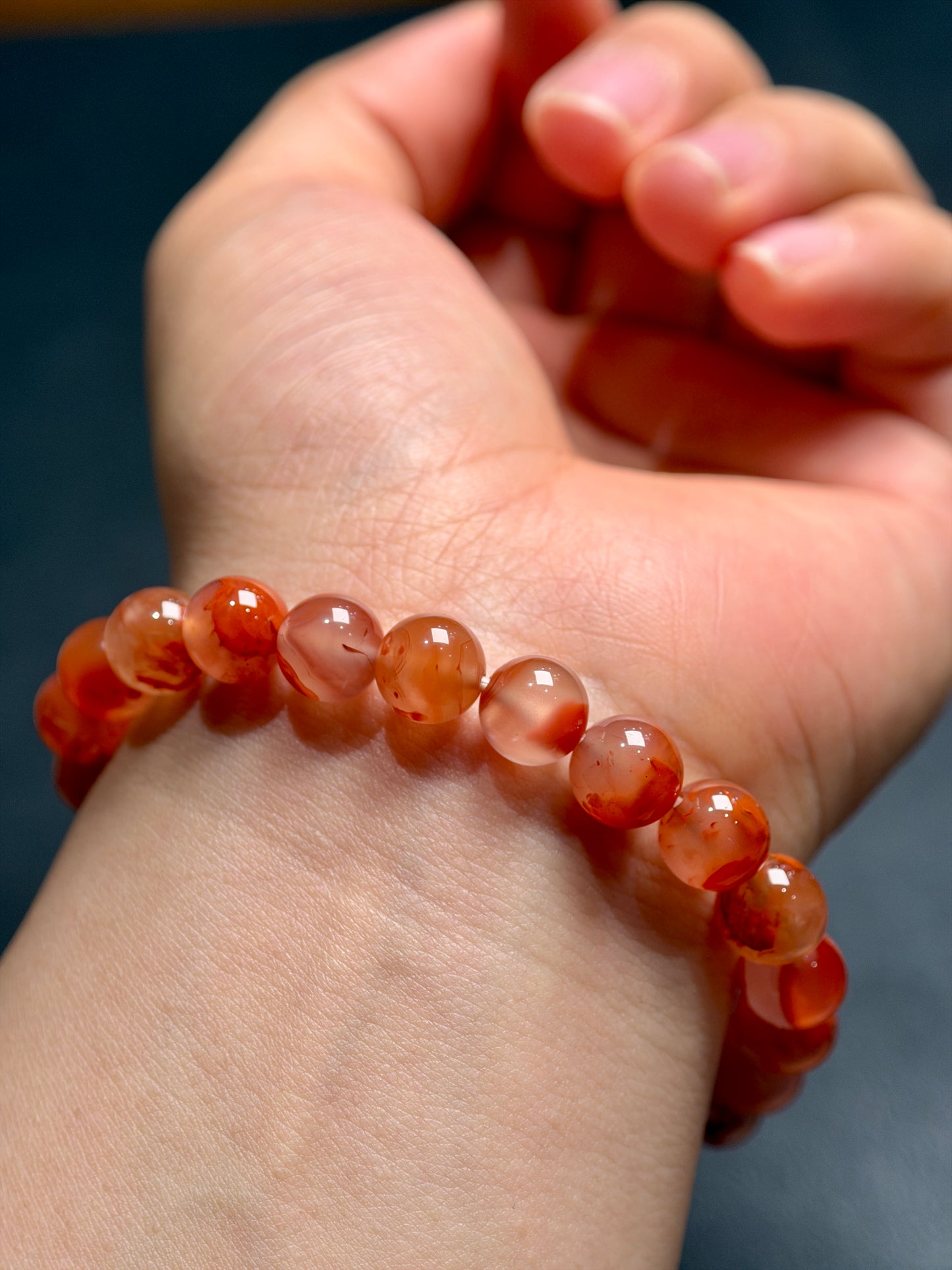 Natural Nan Hong Agate Bracelet Size 8.5 mm